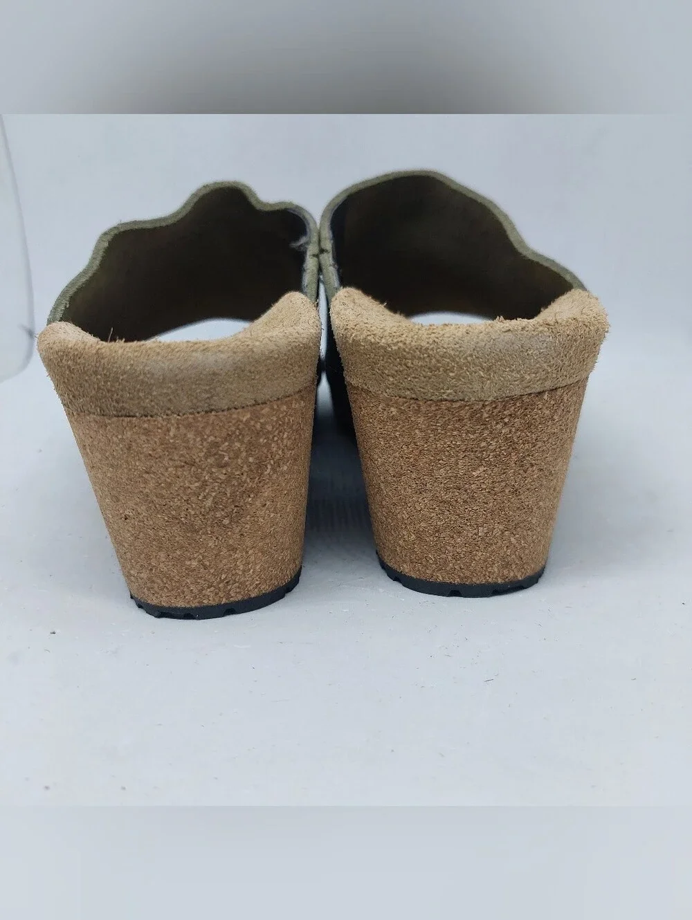 Papillio by Birkenstock Namica Suede Wedge Olive Green Metallic Womens Size 6